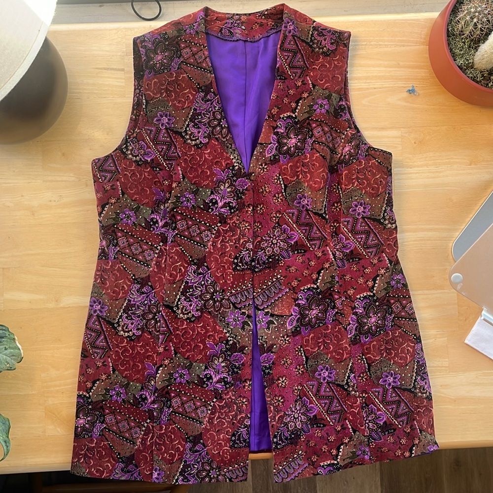 HANDSEWN Tapestry Hip Length Vest OS